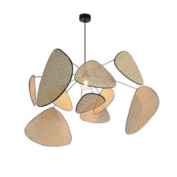 led pendel rattan lysekrone håndlavet bambus kunst hængelampe køkkenø pendel lampe, kreativt bladgitter landlig have rattan lamp