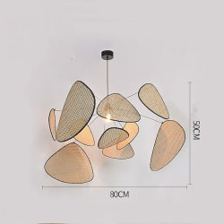 led pendel rattan lysekrone håndlavet bambus kunst hængelampe køkkenø pendel lampe, kreativt bladgitter landlig have rattan lamp