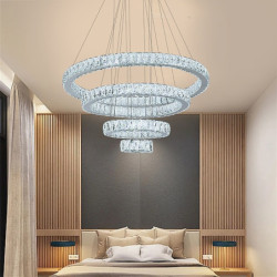 led krystal lysekroner moderne led ringe pendel lys justerbar rustfrit stål loftslampe til stue spisestue hotel lobby trapper vi