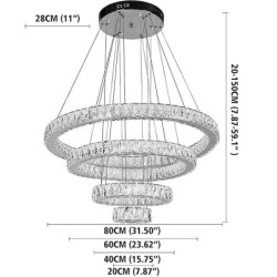 led krystal lysekroner moderne led ringe pendel lys justerbar rustfrit stål loftslampe til stue spisestue hotel lobby trapper vi