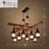 led pendel vintage lysekrone træ 8-lys 100cm industriel træ metal retro glasskærm velegnet til billardbord køkkenø bar højdejust