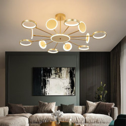 6/8/12 hoveder led vedhængslys lysekrone moderne sort guld cirkel justerbar design metal kunstnerisk stil udhulet malede finish