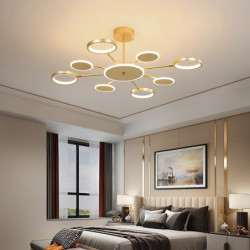 6/8/12 hoveder led vedhængslys lysekrone moderne sort guld cirkel justerbar design metal kunstnerisk stil udhulet malede finish