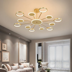 6/8/12 hoveder led vedhængslys lysekrone moderne sort guld cirkel justerbar design metal kunstnerisk stil udhulet malede finish
