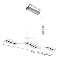 led pendel 97cm 36w bølgeform akryl moderne simpelt mode hængende lys med fjernbetjening til arbejdsværelse kontor spisestue lys