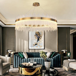 led pendel 50/60 / 80cm lys luksus europæisk k9 high end krystal lysekrone dæmpning loftslampe egnet til soveværelse spisestue u