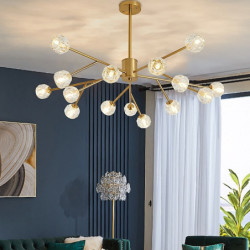 100cm glod lysekrone sputnik design vedhæng lys nordisk stil kunstnerisk industriel malet finish