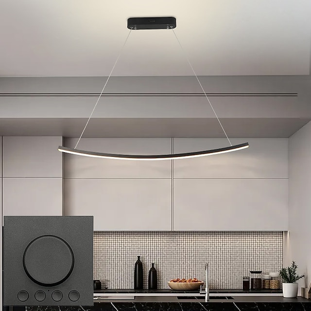 moderne led pendelbelysning dæmpbar led lysekrone lineær bølge lysarmatur,35w led hængende lysarmatur til spisestue køkkenø morg