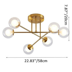 58cm ledet loftlampe nordisk sputnik design sort guld globe design glas lysekrone metal kunstnerisk stil sputnik industriel male