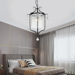 lysekrone loftslampe 1-lys lysekrone krystal 32cm moderne moderne pendel hængende loftslampe til soveværelse stue spisestue sort