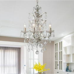 krom sølv stor lysekrone belysning 43/61/68 cm bred klar krystal lagdelt 12-lys armatur til spisestue hus foyer entré køkken sov