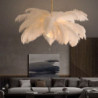 led pendel lysekrone lækker ekstra stor 60cm 1-lys hvid struds fjer buket pendel romantisk monteret lysarmatur til restaurant so