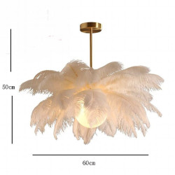 led pendel lysekrone lækker ekstra stor 60cm 1-lys hvid struds fjer buket pendel romantisk monteret lysarmatur til restaurant so