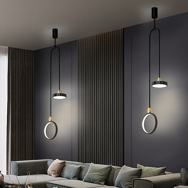 led pendel moderne sort guld sengelampe 20cm lanterne desgin pendel metal malet finish moderne