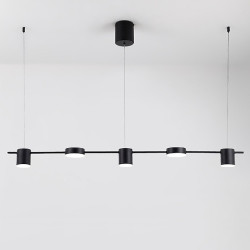 led pendel 150cm liner design dæmpbar 3/5/6 lys metal aluminium akryl nordisk stil deaign spisestue køkken lys sort