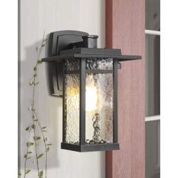 udendørs væglampe retro vandtæt vægmonteret lampe mat sort anti rust aluminium væglampe med vand ripple glas lampeskærm veranda
