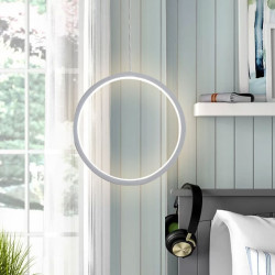 2 stk 20cm led pendel cirkel design sengelampe aluminium malet finish sort hvid ramme til soveværelse indgang spisestue moderne