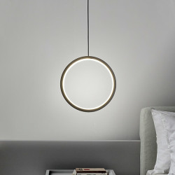 2 stk 20cm led pendel cirkel design sengelampe aluminium malet finish sort hvid ramme til soveværelse indgang spisestue moderne