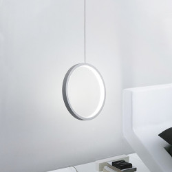 2 stk 20cm led pendel cirkel design sengelampe aluminium malet finish sort hvid ramme til soveværelse indgang spisestue moderne