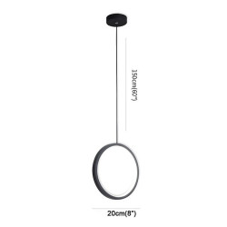 2 stk 20cm led pendel cirkel design sengelampe aluminium malet finish sort hvid ramme til soveværelse indgang spisestue moderne