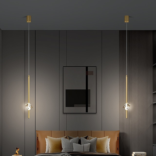 20cm led pendel enkelt design krystal stil kobber messing led nordisk stil