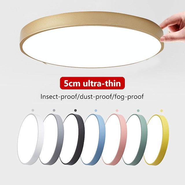 loftslampe 9" macaron ultratynd 5cm lys strømbesparende moderne akryl rund flush mount led loftslampe varm hvid