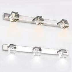 førte 3-lys spejl front forfængelighed lampe 46cm 9w badeværelse belysning rustfrit stål alumionum krystal væglampe ip67 vandtæt