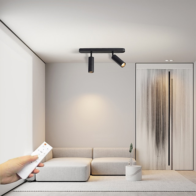 LED-loftspotLyss justerbar dæmpbar fast skinnebelysningssæt, 25,4cm 2-vejs sort loftmontering spotlysarmaturer, retningsbestemt