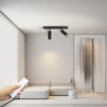 LED-loftspotLyss justerbar dæmpbar fast skinnebelysningssæt, 25,4cm 2-vejs sort loftmontering spotlysarmaturer, retningsbestemt