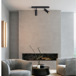 LED-loftspotLyss justerbar dæmpbar fast skinnebelysningssæt, 25,4cm 2-vejs sort loftmontering spotlysarmaturer, retningsbestemt