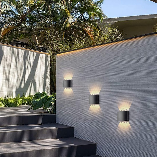 led udendørs/indendørs væglampe 6w op/ned belysning indendørs dobbelthoved buet vandtæt ip65 væglampe moderne soveværelseslampe