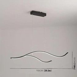 100/120cm led pendel bølge design linje design sort guld metal kunstnerisk stil moderne stil kontor, butikker stilfulde malede f
