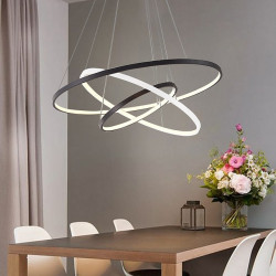3-lys 80/60/40/20cm led pendel metal akryl ring cirkel design dæmpbar malet finish moderne 90w/113w 3-ringe 4-ringe kun dæmpbar