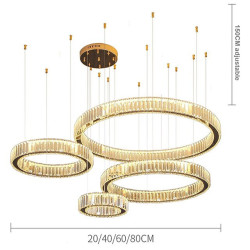 4-Light 80cm Dæmpbar Cirkeldesign Line Design Vedhæng Lys Rustfrit stål Flerlags Kunstnerisk Stil Formel Stil Galvaniseret Kunst