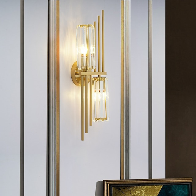 led væglampe krystal væglampe luksus guld væglampe elegant vægmontering lampe dekoration belysning til soveværelse stue gang res