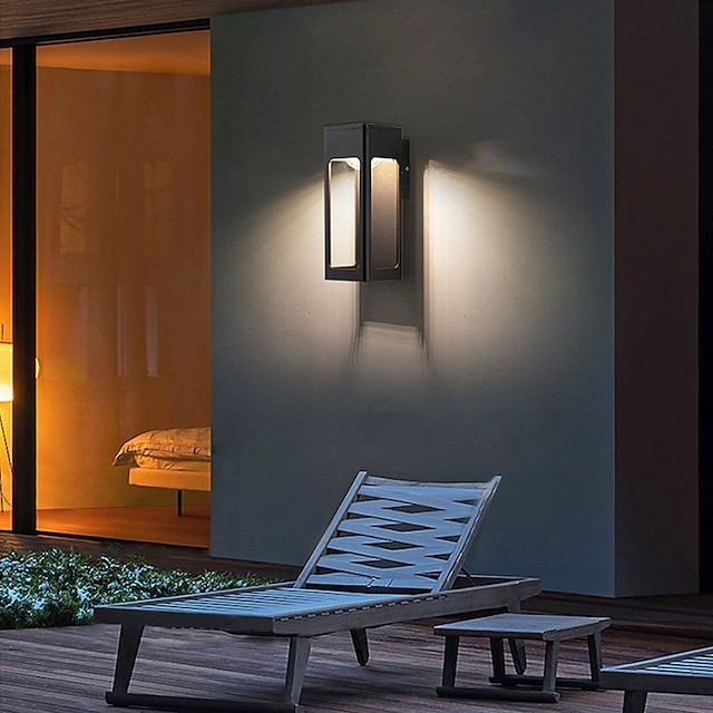 udendørs vandtæt ip65 led lang strip væglampe moderne vægmonteret lampelampe velegnet til stue gårdhave veranda terrasse, sort,