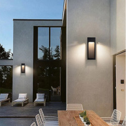 udendørs vandtæt ip65 led lang strip væglampe moderne vægmonteret lampelampe velegnet til stue gårdhave veranda terrasse, sort,