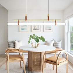 80cm led pendel moderne linje design kæde justerbar hængelampe til køkken spisestue stue sort og guld