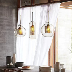 30cm enkelt design pendel LED moderne nordisk stil glascylinder galvaniseret lsland lys butikker / cafeer spisestue lys gave til