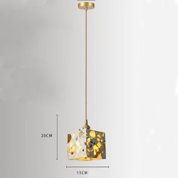 moderne pendel marmor 1-lys mini pendel natbord lille lysekrone, farveskiftende krystal hængelampe metal stang loft pendel belys