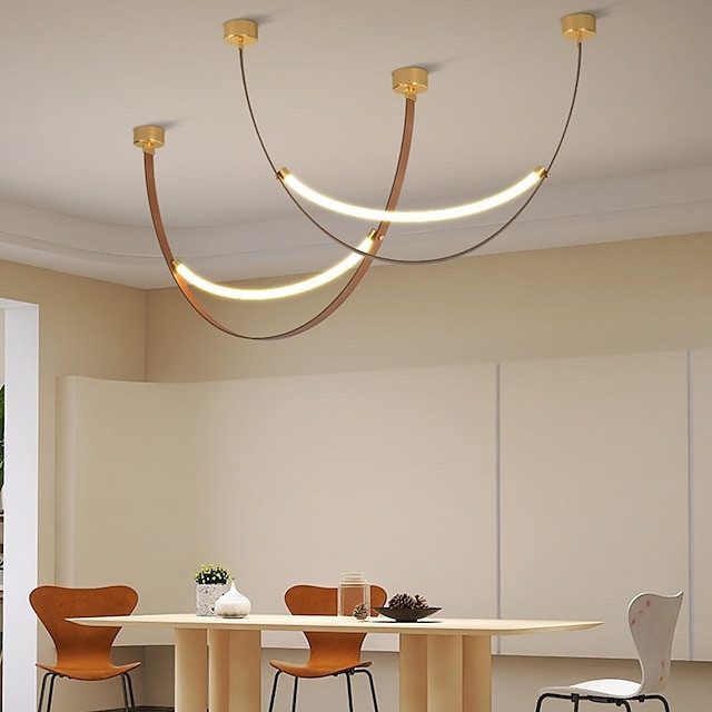 led pendant lys liner design 60cm stue læder lysekroner spisebord loft lysekrone køkken hængende armatur indendørs belysning lam