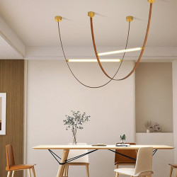 led pendant lys liner design 60cm stue læder lysekroner spisebord loft lysekrone køkken hængende armatur indendørs belysning lam