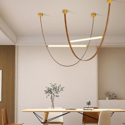 led pendant lys liner design 60cm stue læder lysekroner spisebord loft lysekrone køkken hængende armatur indendørs belysning lam