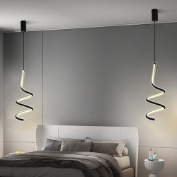 led pendel spiral soveværelse sengelampe droplight, moderne minimalistisk spisestue bar justerbar lang linje hardware pendel, 13
