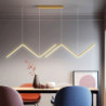 2-lys 90cm led pendel dæmpbar geometriske former linjedesign lysekrone minimalistisk nordisk stil restaurant kontor bar stue lam