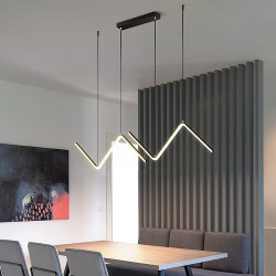 2-lys 90cm led pendel dæmpbar geometriske former linjedesign lysekrone minimalistisk nordisk stil restaurant kontor bar stue lam