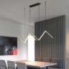 2-lys 90cm led pendel dæmpbar geometriske former linjedesign lysekrone minimalistisk nordisk stil restaurant kontor bar stue lam