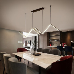 2-lys 90cm led pendel dæmpbar geometriske former linjedesign lysekrone minimalistisk nordisk stil restaurant kontor bar stue lam