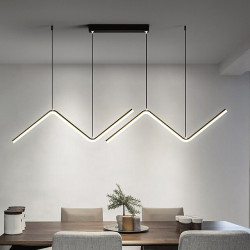 2-lys 90cm led pendel dæmpbar geometriske former linjedesign lysekrone minimalistisk nordisk stil restaurant kontor bar stue lam