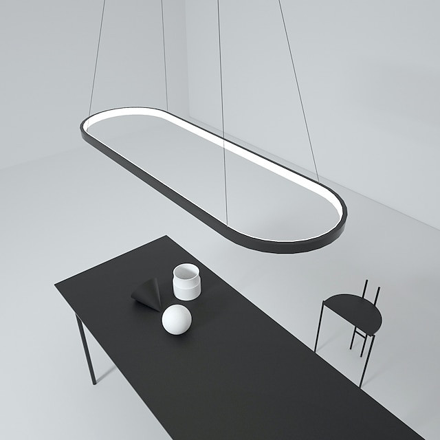 LED pendel 40W rektangel aluminium sort malet finish moderne lampe til spisestue resturant kaffebar